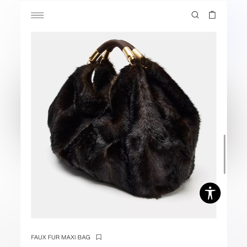 Zara Faux Fur Maxi Bag - Dark Brown